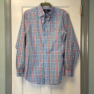 Vineyard vines mens button down shirt size S Plaid w/ blue,pink, white, green